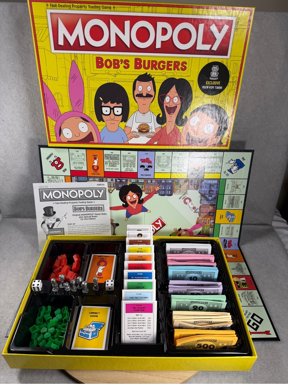 Monopoly Bob's Burgers Edition Board Game Exclusive Kuchi Kopi Token Complete